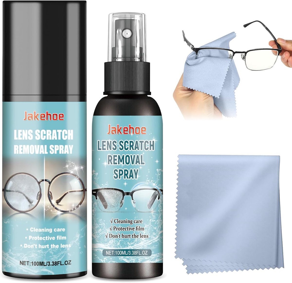 Glasreinigingsspray 100 ml + Anti-Fog Spray 100 ml - Microvezeldoek - Dubbelschoon maken en anti-condens - SnelShoppen