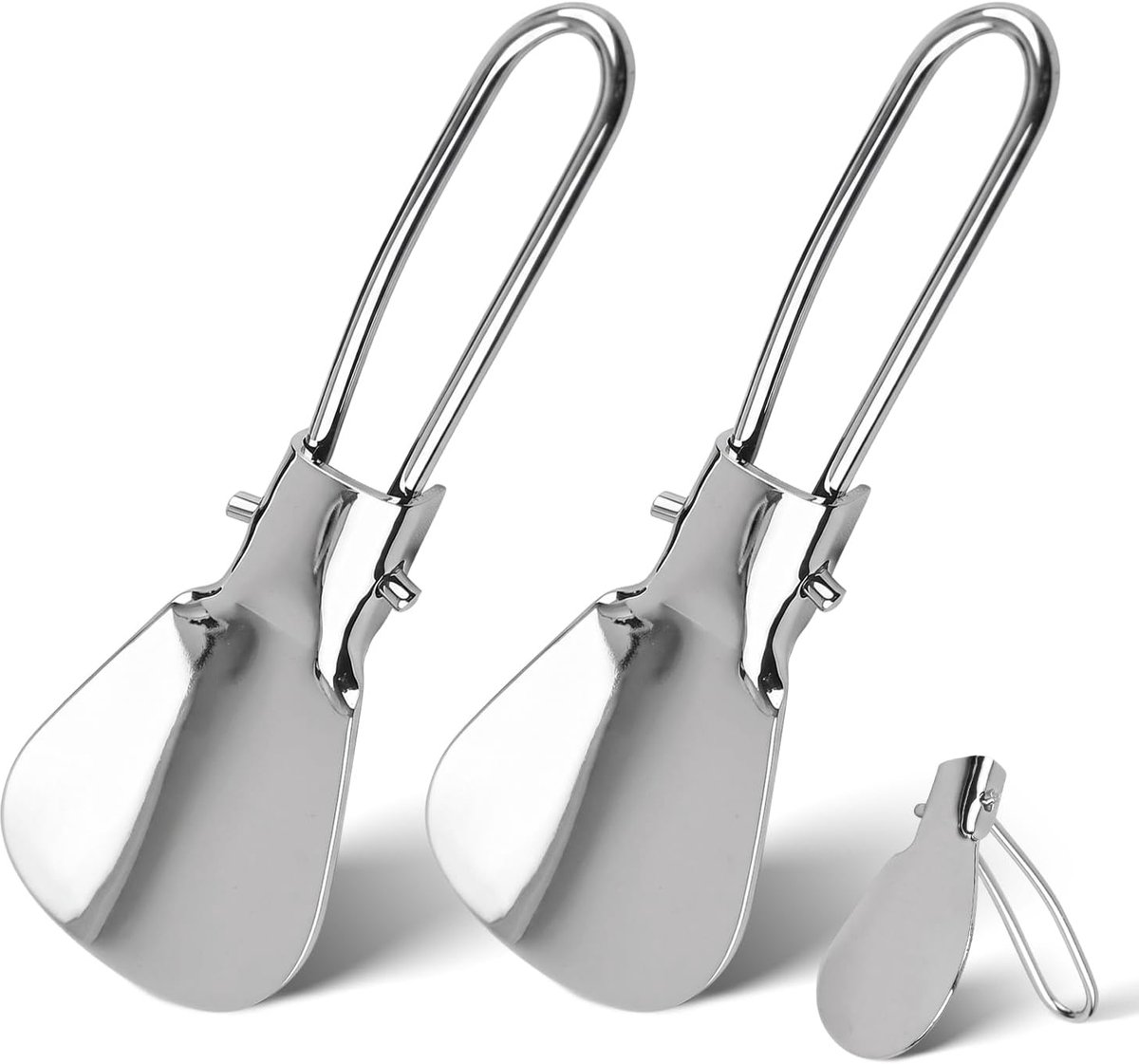 Opvouwbare metalen schoenlepel 12 cm - handig voor reizen - makkelijk op te bergen - 2 stuks - SnelShoppen