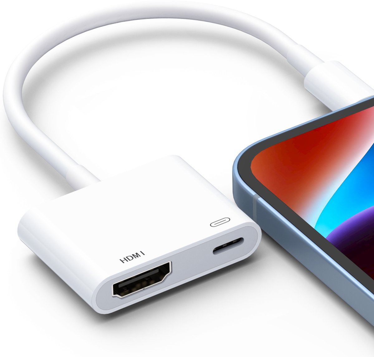 UPERFECT Wit Kabel voor schermspiegeling Compatibel met Apple Lightning-naar-HDMI