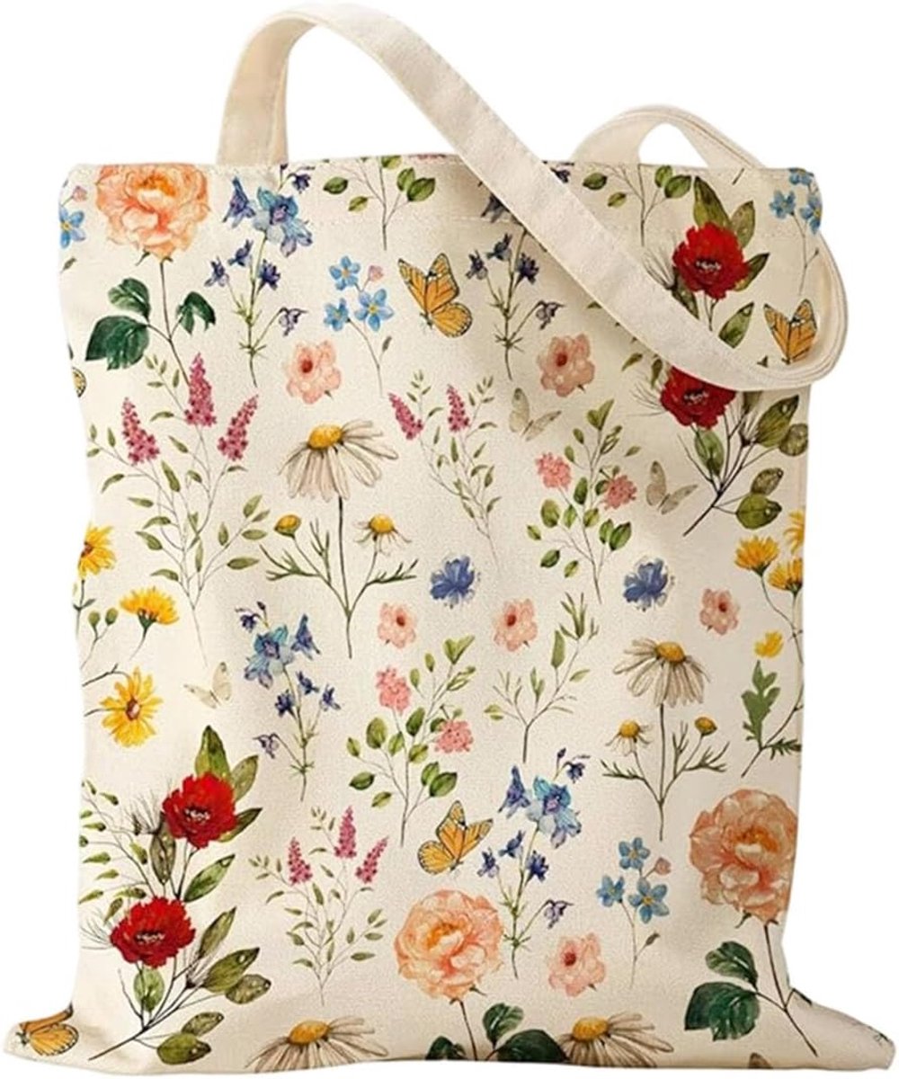 Draagtas canvas 34 x 38 cm - wit - personaliseerbaar - ideaal cadeau voor vrouwen - SnelShoppen