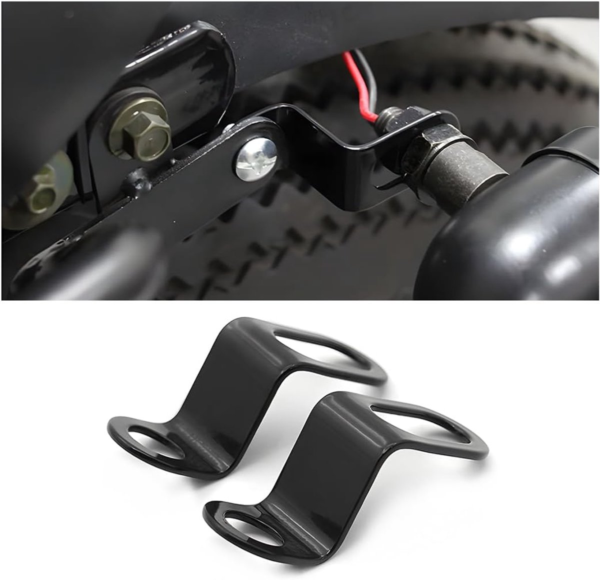 SnelShoppen - 2Stuks Motorfiets Indicator Houder, Achter Flitslicht Schokabsorber Montages, Universele Stalen Motor Achter Indicator Houder Accessoire