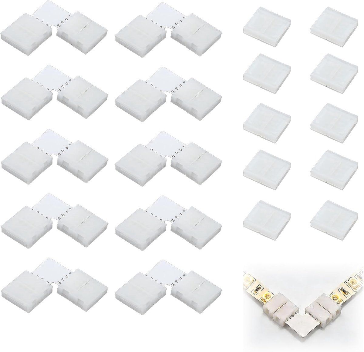 Connectorset 20-delig - 4-polig - L-vormige en rechte aansluitingen - Voor RGB-ledstrips - SnelShoppen