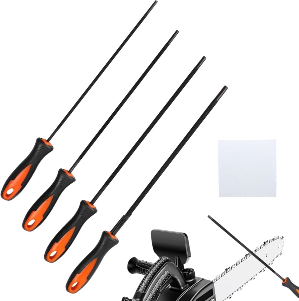Chainsaw file set 4-delig - met handvat - verschillende maten - voor optimaal slijpen - SnelShoppen
