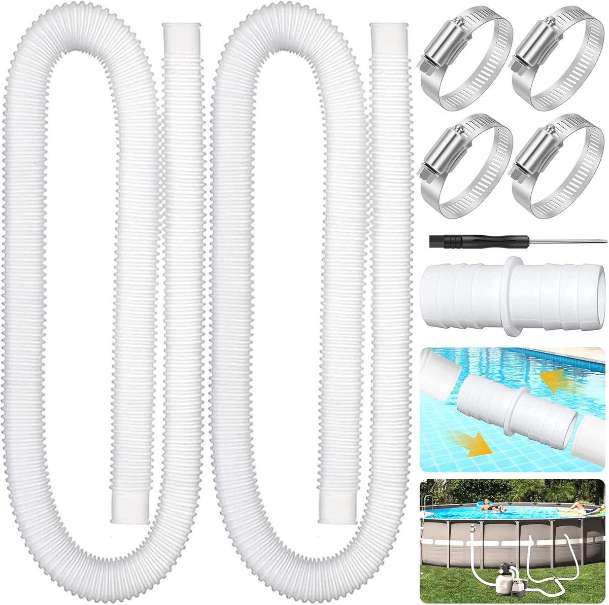 Zwembadslang 32 mm - UV-bestendig - Polyethyleen - Directe vervanging voor zwembadpomp - SnelShoppen