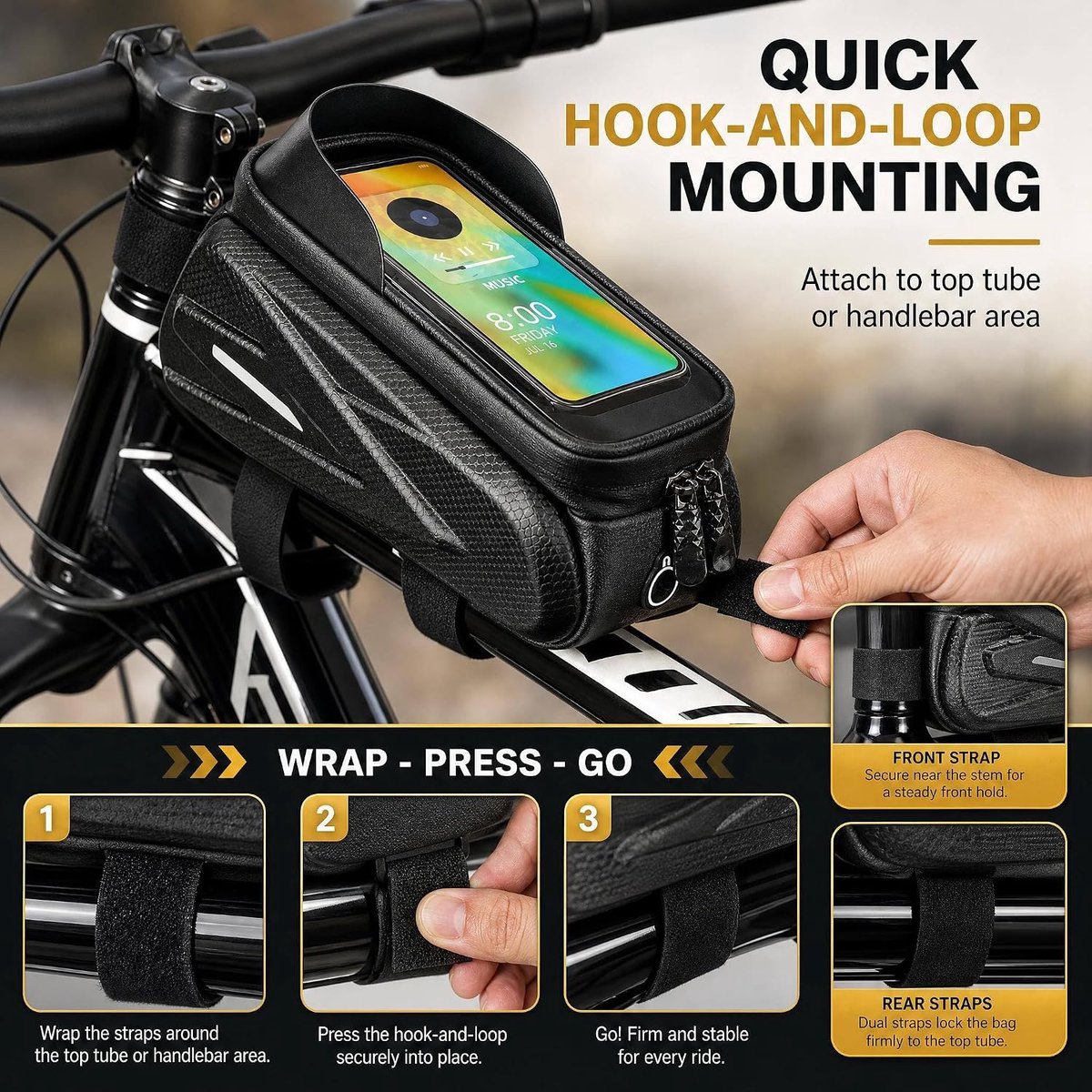 Fietstas waterdicht - TPU-touchscreen - voor smartphones 4,7-6,5 inch - ideaal voor fietsen - SnelShoppen