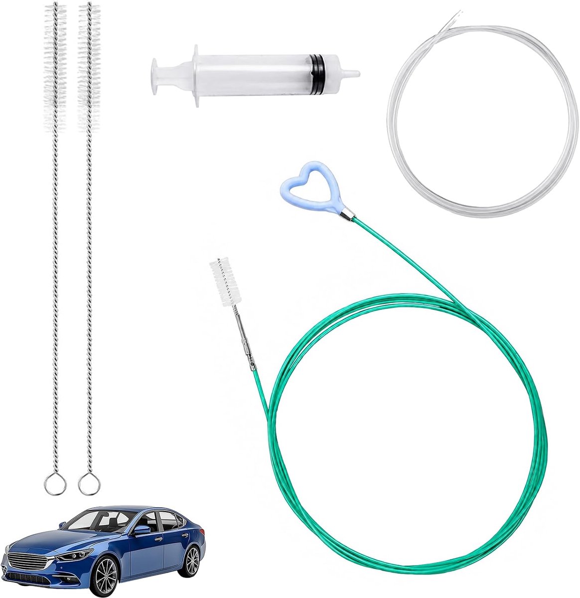 Auto schuifdak reinigingsborstel 300 cm - flexibele buisborstel - voor smalle afvoerkanalen - diepgaande reiniging - SnelShoppen