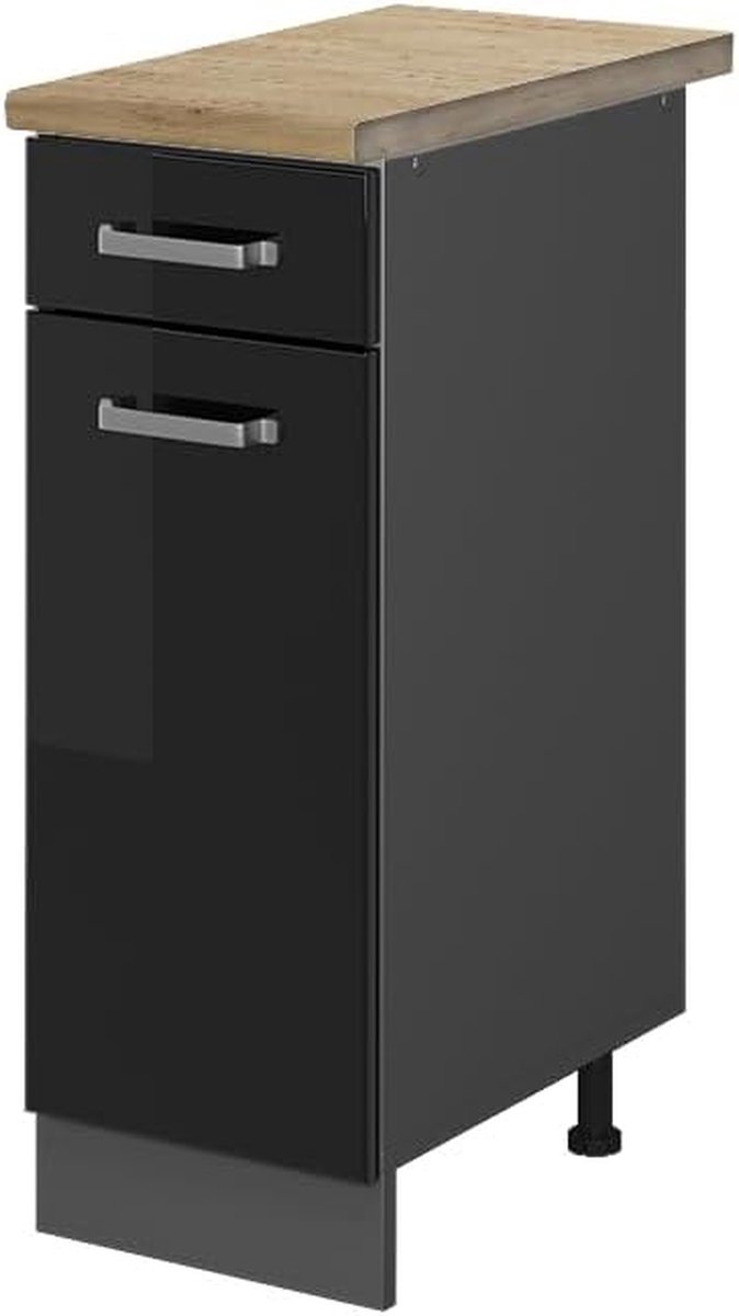 Keukenkastje - Onderkast Keuken - Keuken Organiseren - Modulair Ontwerp - 30 cm Breed - Zwart Hoogglans