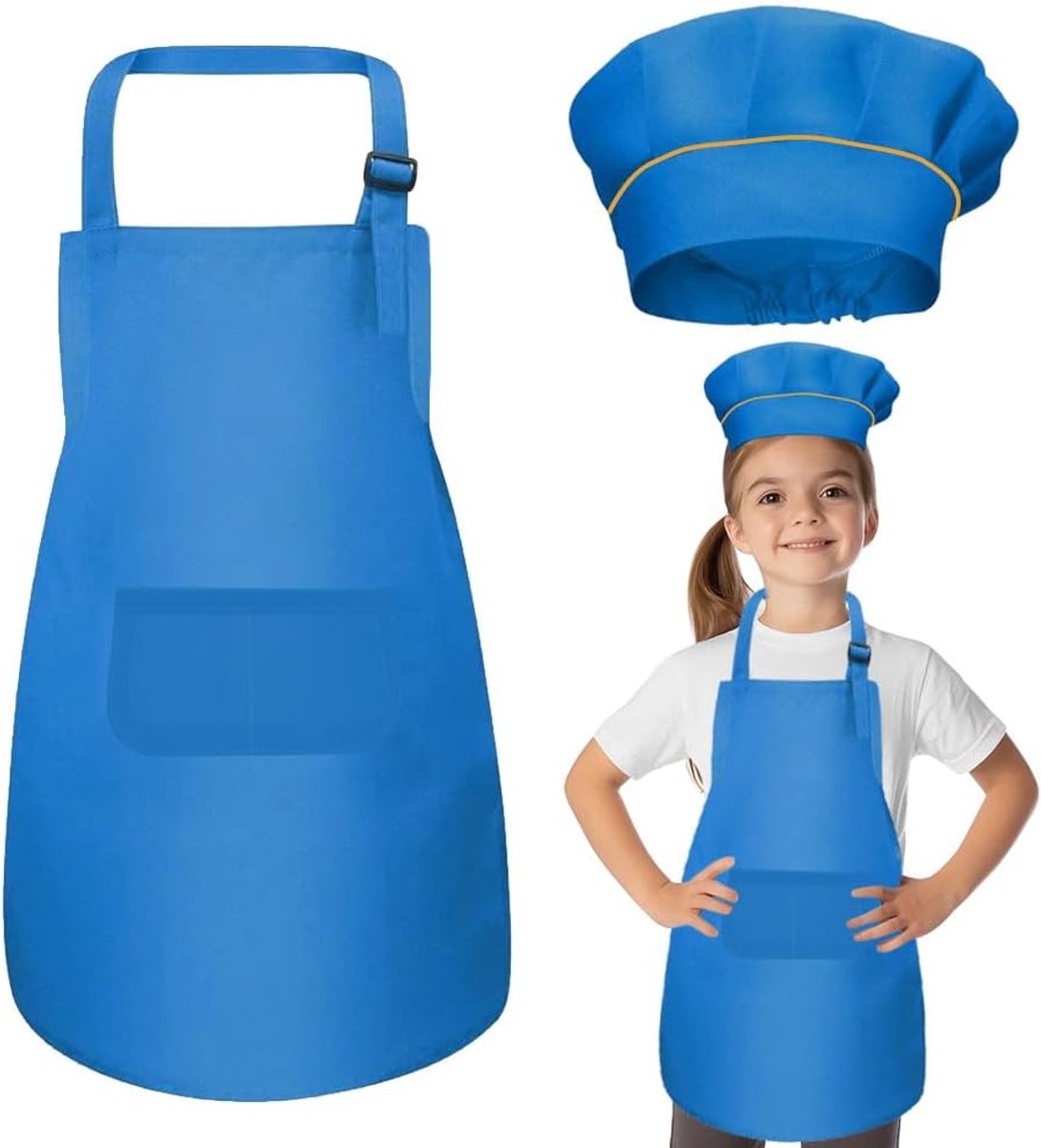 Kinderschort met verstelbare band - inclusief hoed - met zakken - ideaal voor koken en knutselen - SnelShoppen