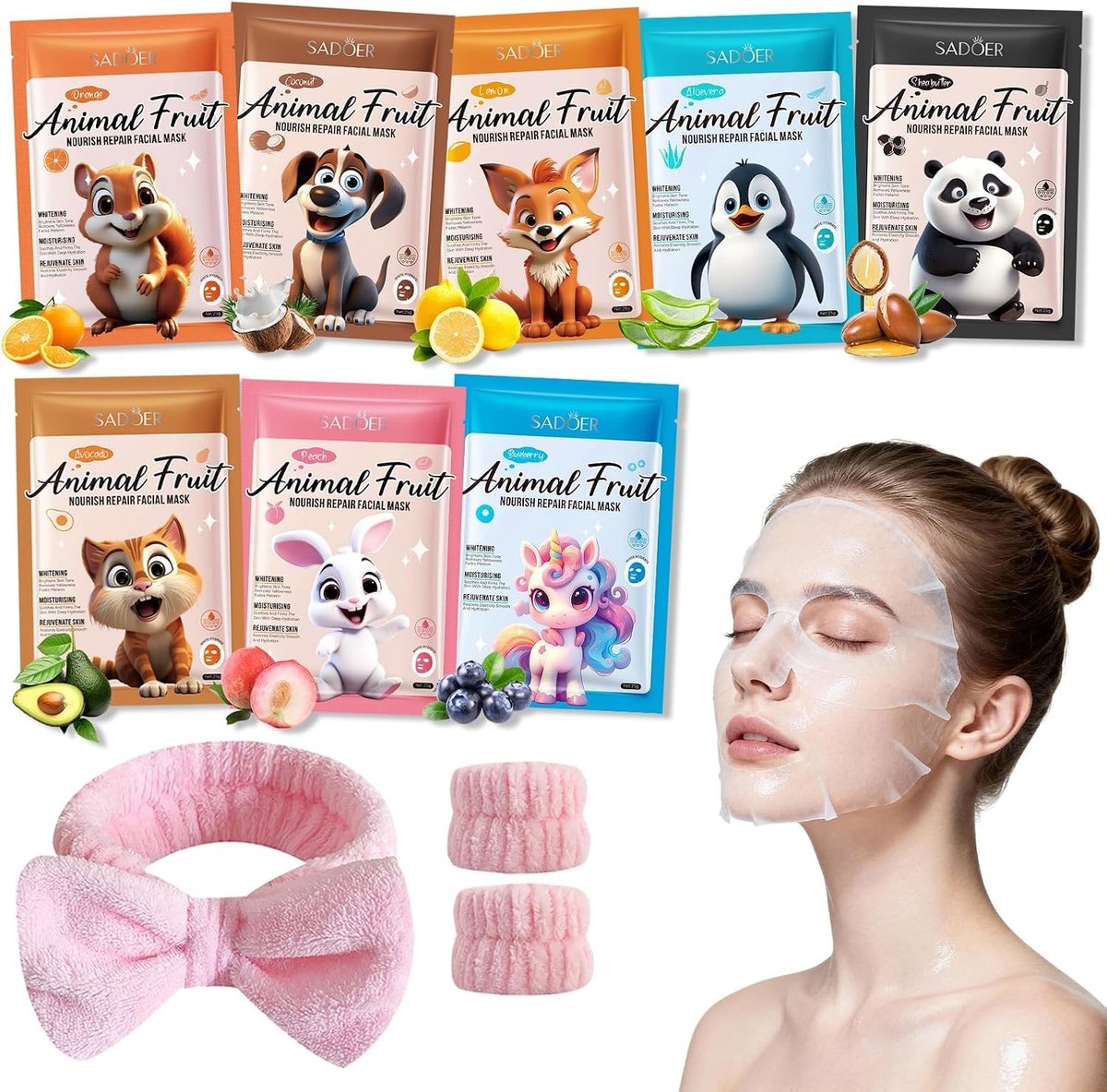 Kindermaskers 7 stuks - dierenmotief - comfortabele pasvorm - ideaal voor spelletjes - SnelShoppen