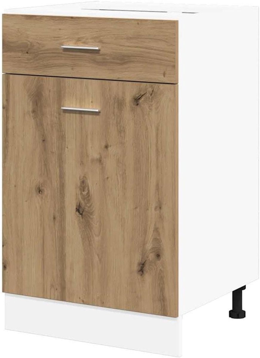 Keukenonderkast - Keukenkast met lade - Keuken organiseren - Artisan eikenlook - 50 x 46 x 815 cm - Bruin
