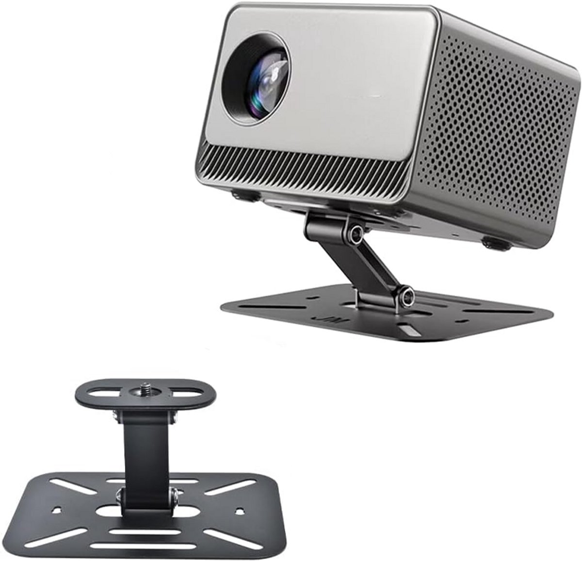 Projectorstandaard - Multifunctionele wandmontage projectorstandaard - Antislip en stabiele standaard - Opvouwbare projectorstandaard - Stevig en duurzaam - 180° draaibaar - 6 mm schroefdraad geschikt voor de meeste kleine projectoren - Zwart