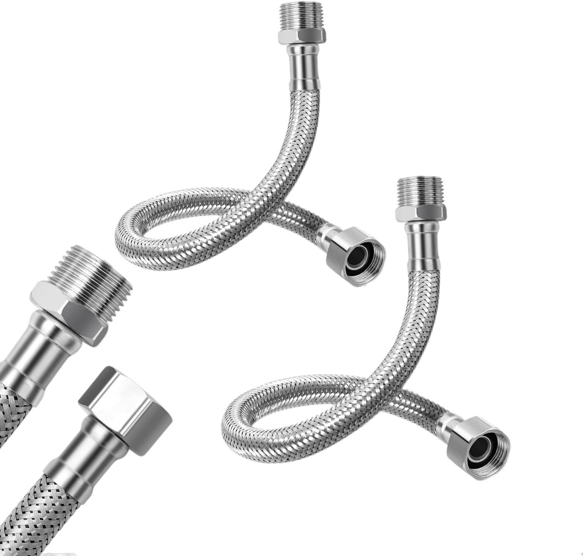 Flexibele wateraansluiting 3/8 - 304 RVS slang - 20 cm - perfect voor keuken en badkamer - SnelShoppen