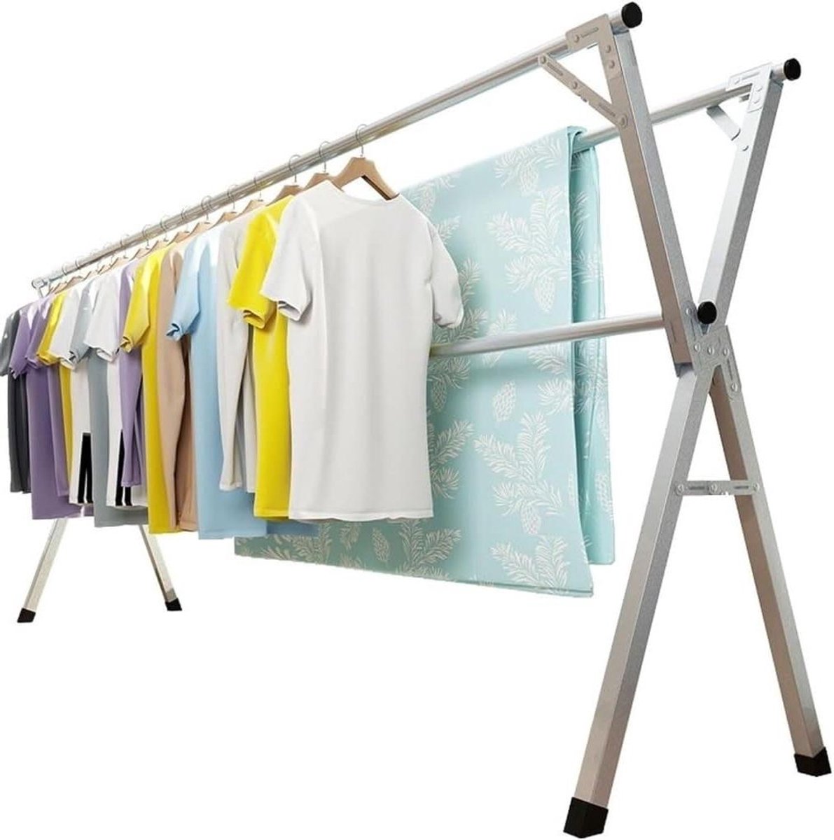 Droogrek Kleding Buiten - Wasrek Opvouwbaar - Kleding Drogen Buiten - Roestvrij Staal - 200cm - Zilver