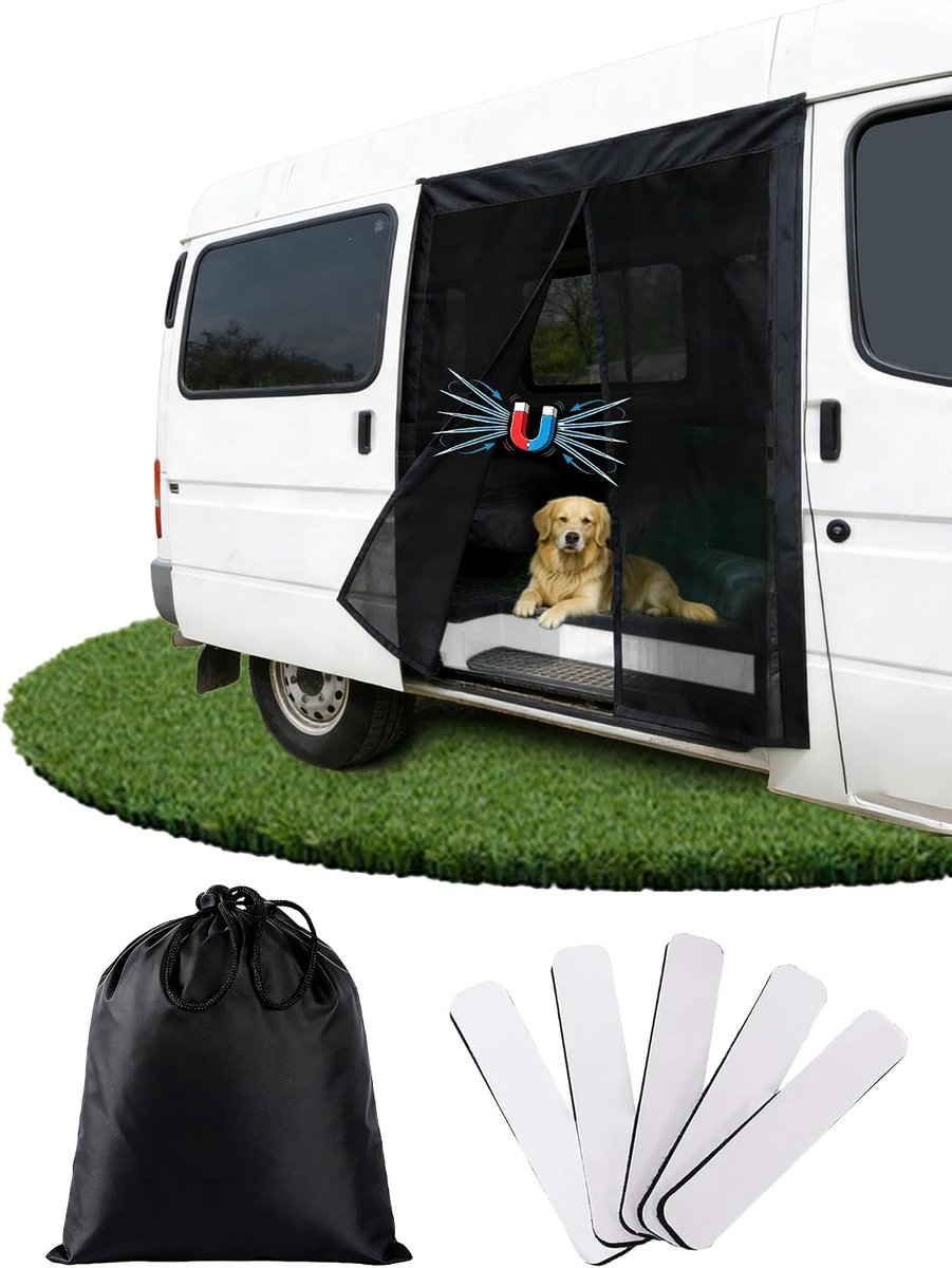 Insectennet 210 x 150 cm - Muggennet met magneetsluiting - Geschikt voor campers en buitenactiviteiten - SnelShoppen