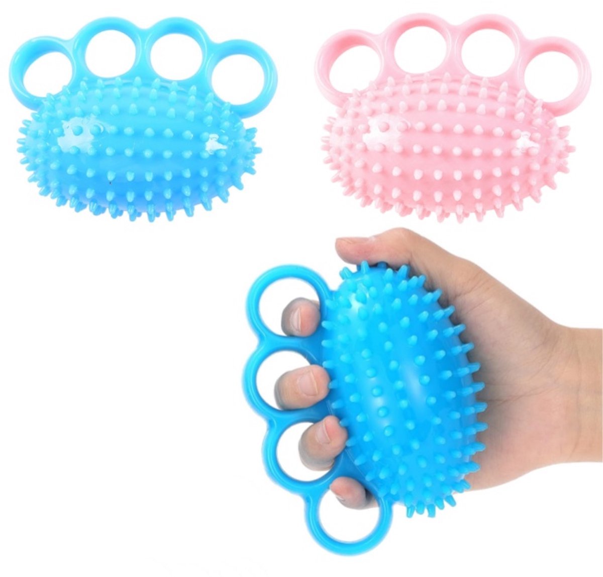 casalora 2er Set Handtrainer Ball – Fingertrainer Reha Ball – Anti Stress Ball für Erwachsene – Griffkraft Trainer für Handgelenk und FingerVerbeter grip - Verbeter flexibiliteit, Blau + Roze