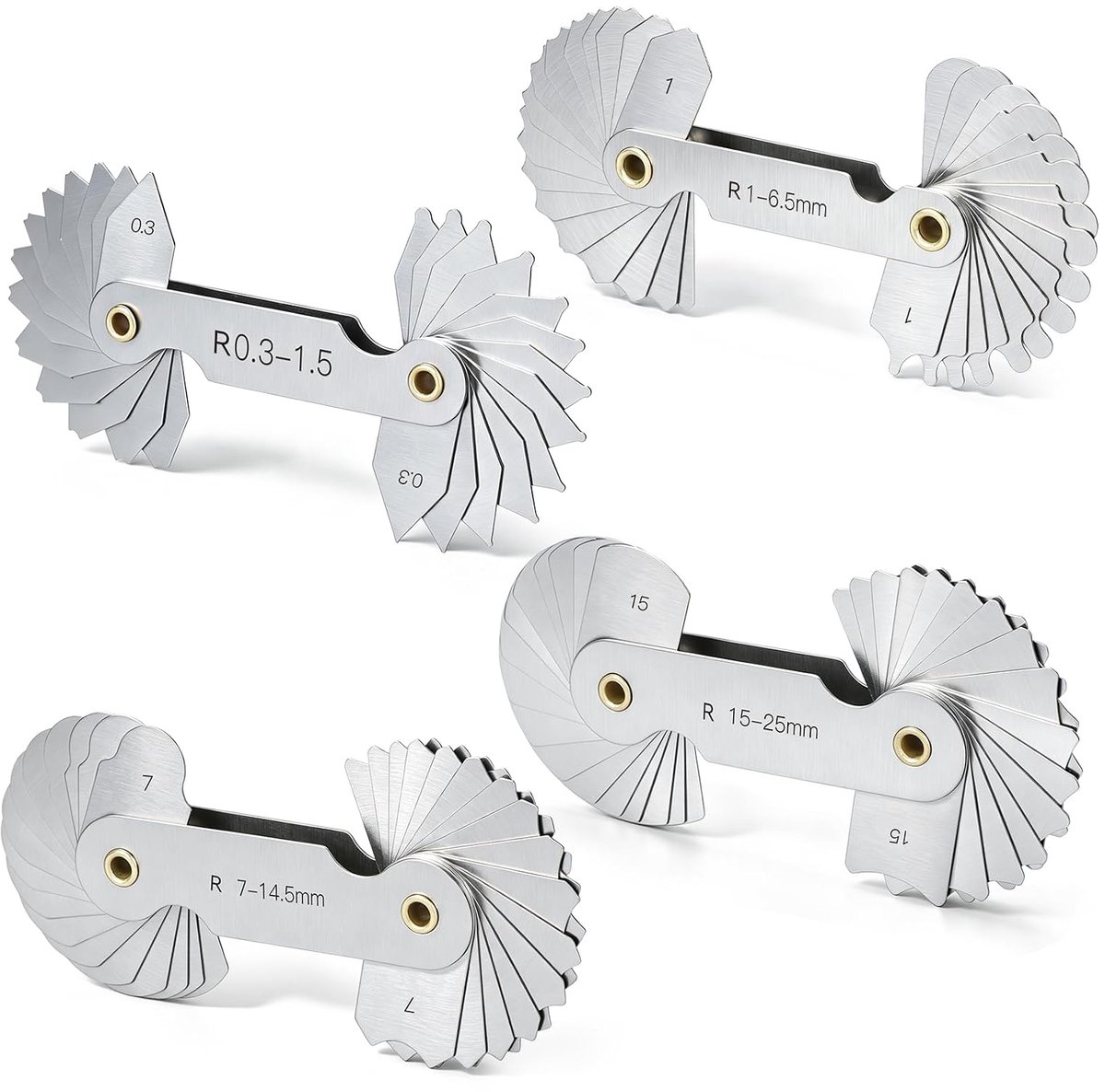 Radiusmeter set 4 stuks - roestvrij staal - concaaf convex - nauwkeurige metingen - SnelShoppen
