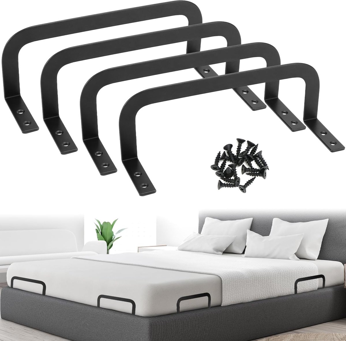 Matrashouders 4 Stuks - Metalen Beugels - Antislip - Voor Houten Bedframes - SnelShoppen