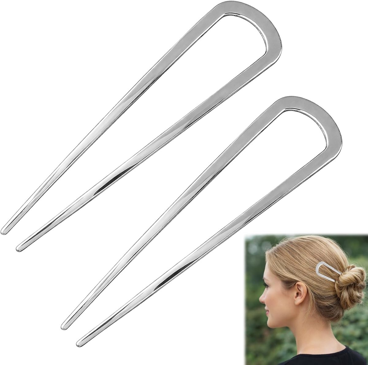 Haarspelden 14 cm - U-vormige metalen haarspeld - Hoge stabiliteit - Voor elegante kapsels - SnelShoppen