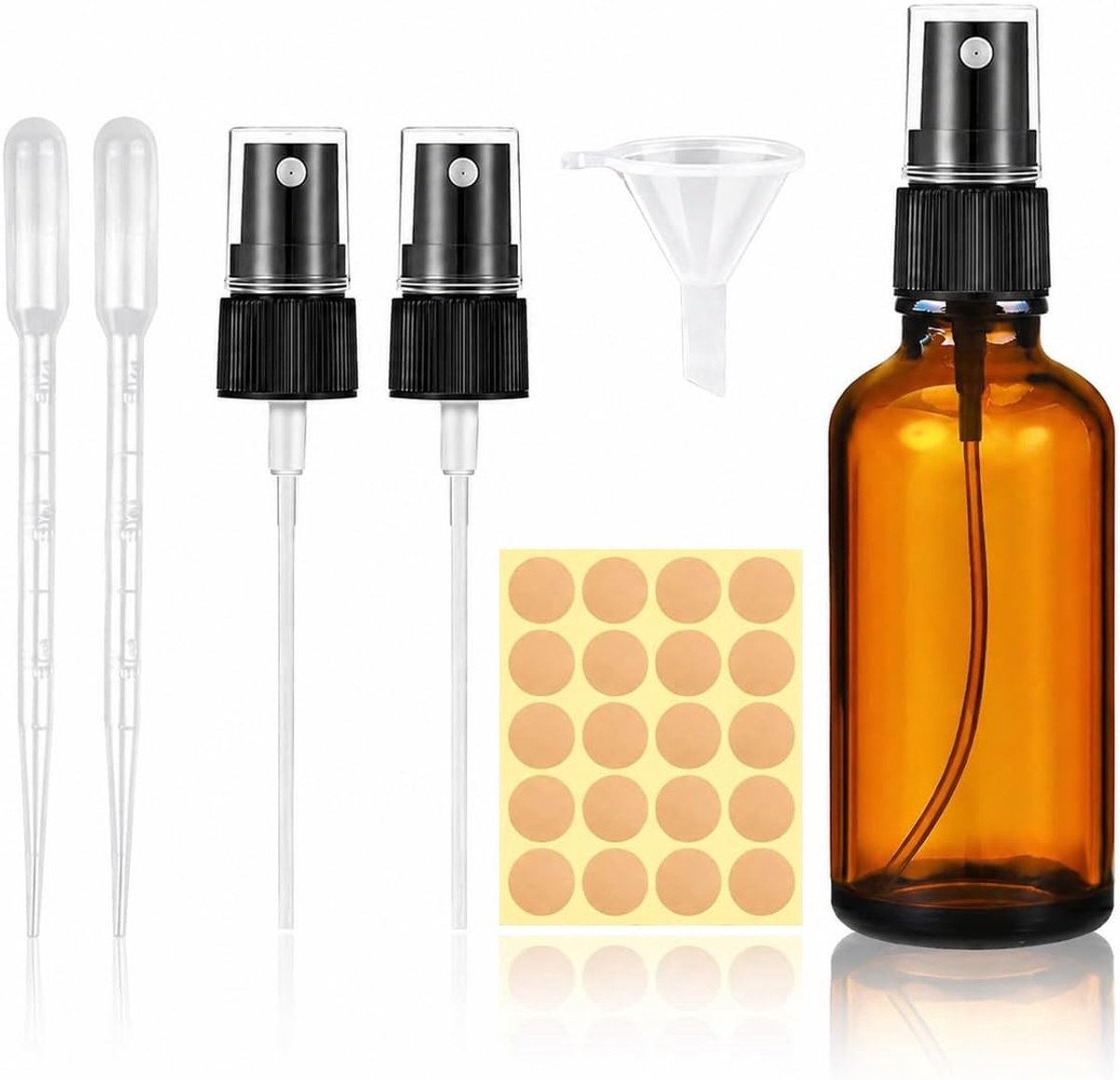 Sprayflessen 50 ml - Bruin glas - Herbruikbare atomizers met dop - Perfect voor cosmetica en essentiële oliën - SnelShoppen