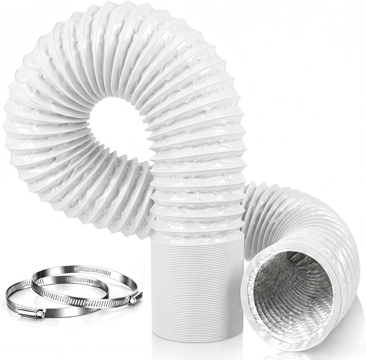 Afvoerslang 75 mm 3 m - PVC, PET, aluminiumfolie en staal - geluidsabsorberend, warmte-isolerend - SnelShoppen
