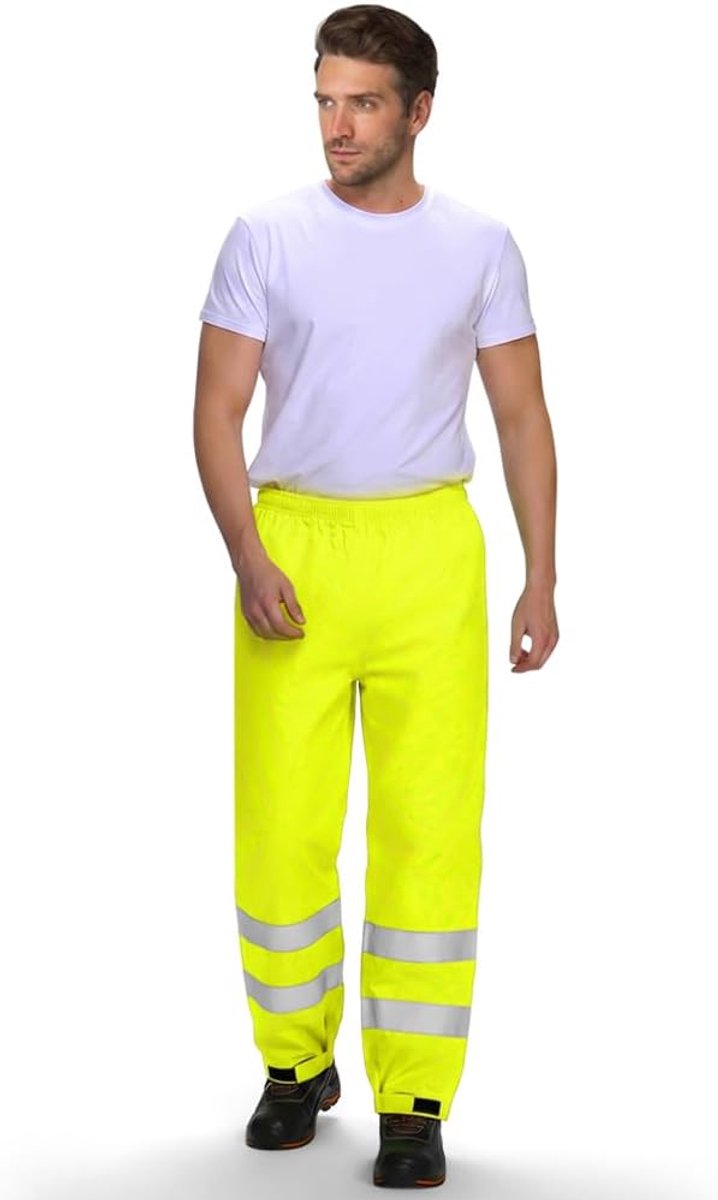 Regenbroeken voor mannen en vrouwen - fluorescerend oranje/geel - winddicht - ideaal voor fietsen - SnelShoppen
