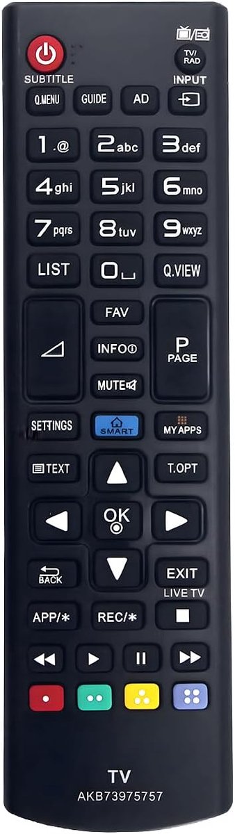 Afstandsbediening vervanging - Geschikt voor LG TV 49UB820V 55UB820V - Geen installatie vereist - Eenvoudig in gebruik - ShopVlot
