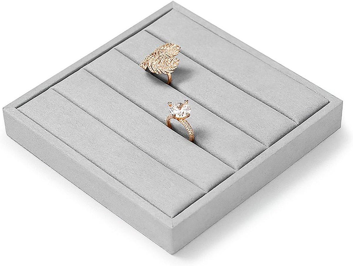Sieradeninzetstuk grijs klein - Microvezel - Elegante presentatie - Organiseer sieraden thuis - ShopVlot