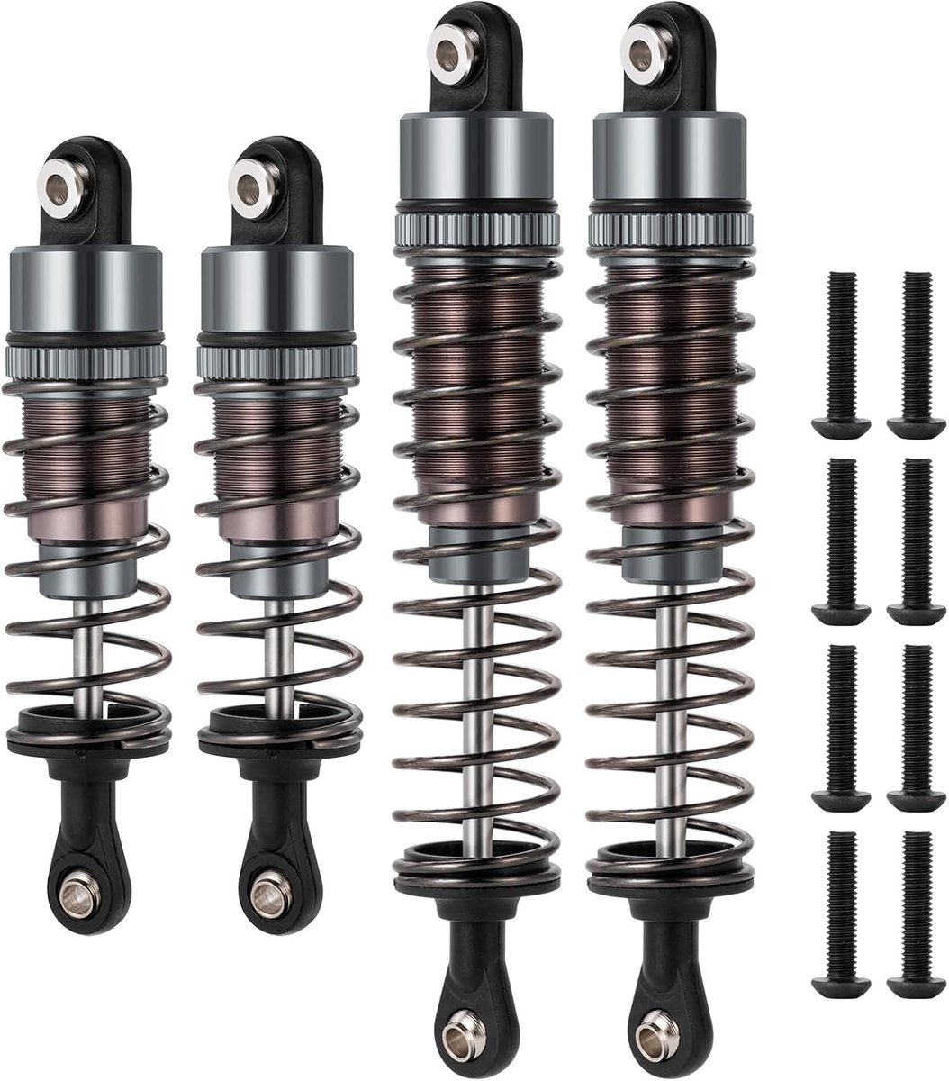 Olievering set 4 aluminium schokdempers - verstelbaar - voor TA-mi-ya DT-03/DT-02/TT-02B - perfecte upgrade - ShopVlot