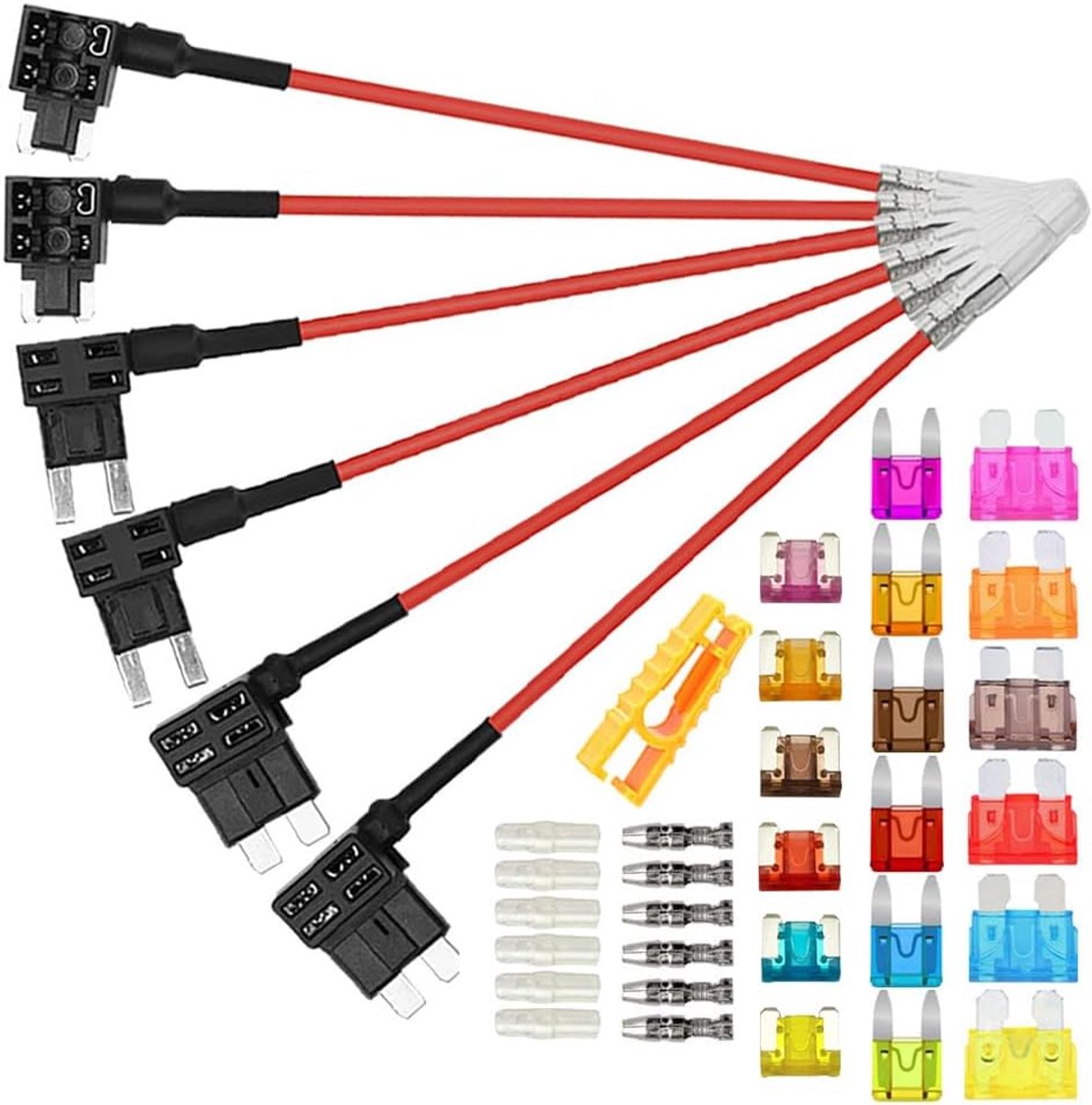 Add-a-Circuit Fuse Adapter Set 6Pcs - 12V/24V - Inclusief 18Pcs Bladzekeringen - Veilig en betrouwbaar gebruik - ShopVlot
