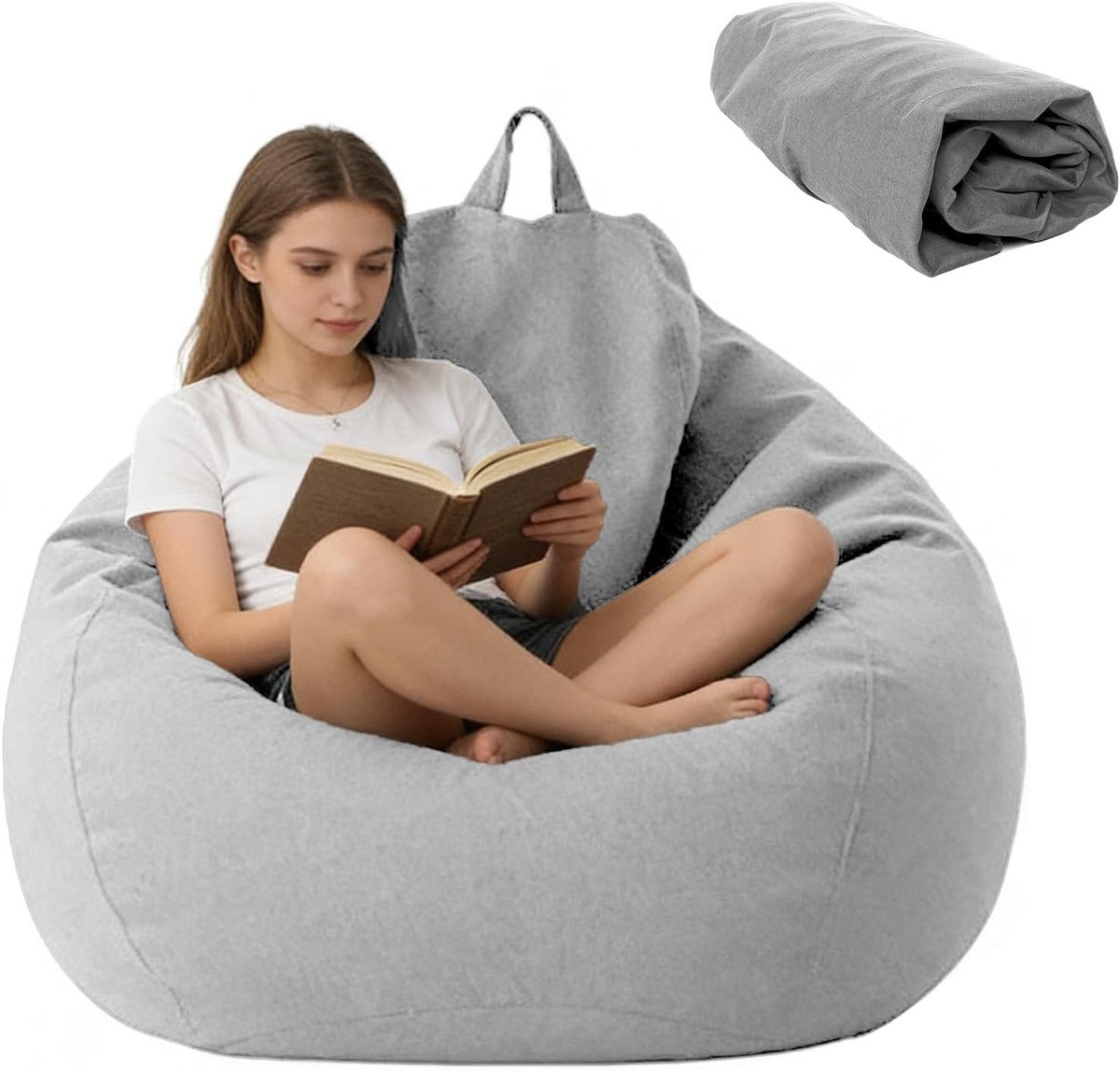 Zitzak overtrek XL - linnen-katoenmix - wasbaar - comfortabele zitervaring - ShopVlot