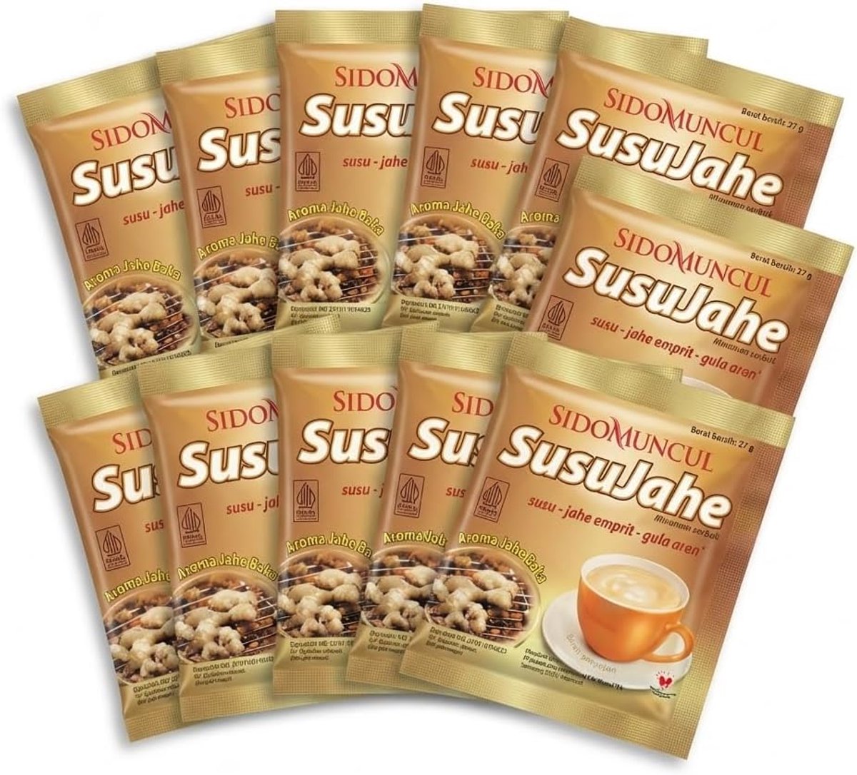 Instantdrank gember melk - 10 zakjes van 27g - palmsuiker - snel en eenvoudig te bereiden - ShopVlot