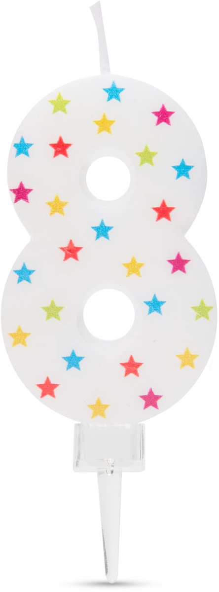 Verjaardagskaars cijfer 8 - 7×4 cm - taartkaars - decoratieve cijferkaars voor feest & verjaardag [56186-8]