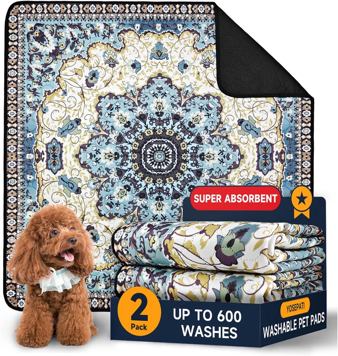Honden trainingsmat 104 x 92 cm - wasbaar en snel drogend - waterdicht en antislip - ideaal voor zindelijkheidstraining - ShopVlot