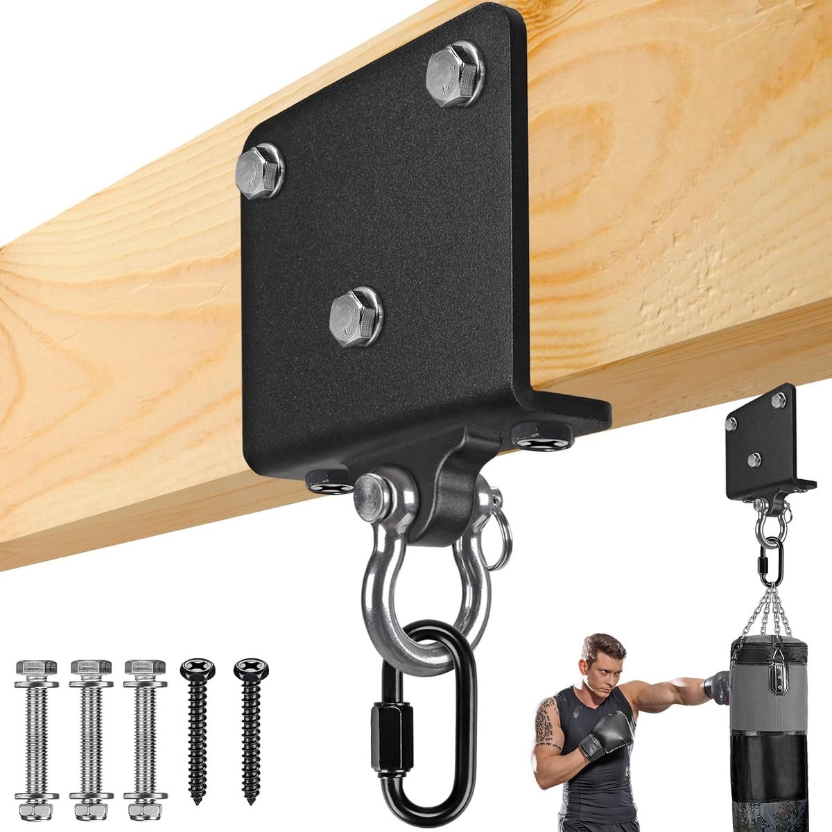 Punching bag hanger heavy duty - 360° draaibaar - stevige installatiebeugels - ideaal voor thuisgym - ShopVlot