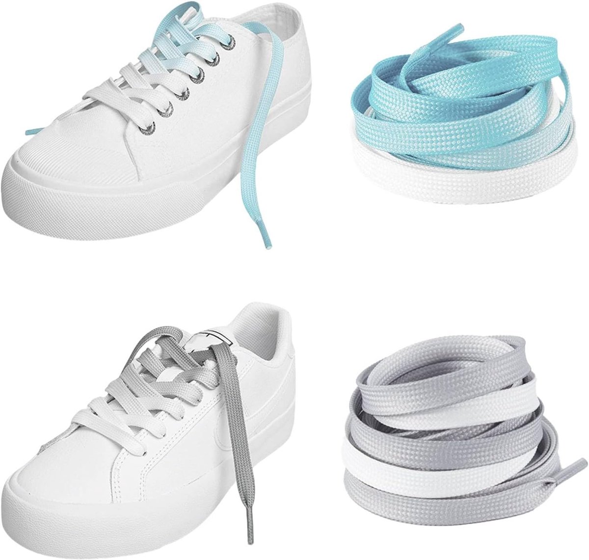 Schoenenveters 8 mm - kleurverloop - grijs/groen - perfect voor sport- en trainerschoenen - ShopVlot