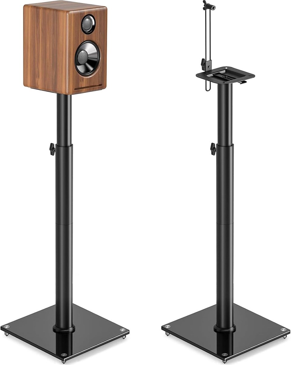 Speakerstands verstelbaar 82,3-109cm - 360° draaibaar - met kabelbeheer - ideaal voor surround sound - ShopVlot