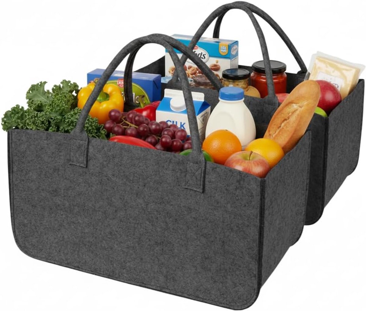 Shopping bags 2 stuks - zwart - sterke tas - ideaal voor boodschappen - ShopVlot