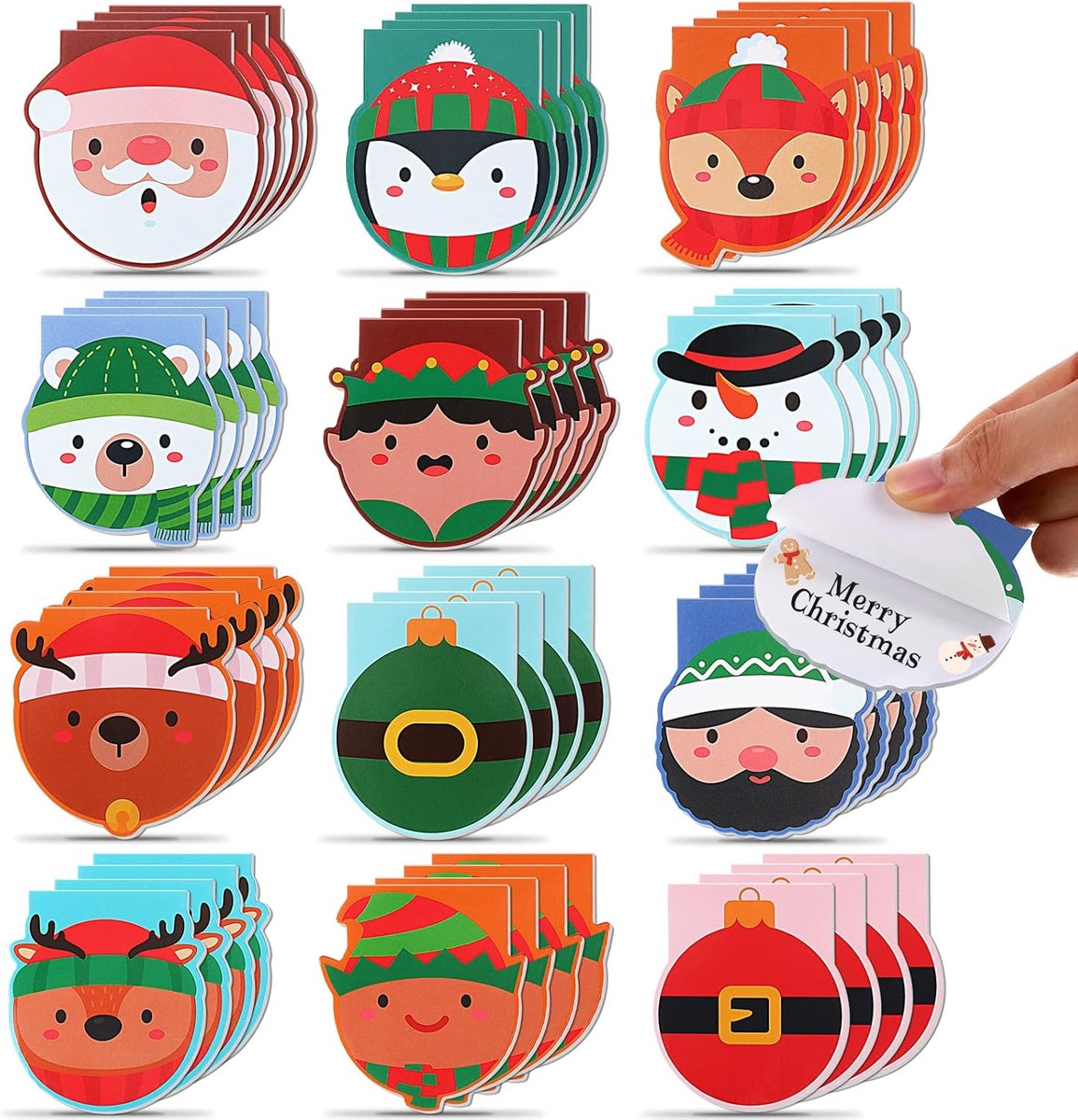 Mini notepads 48st - kerst thema - 12 verschillende stijlen - leuk voor feestelijke goodie bags - ShopVlot