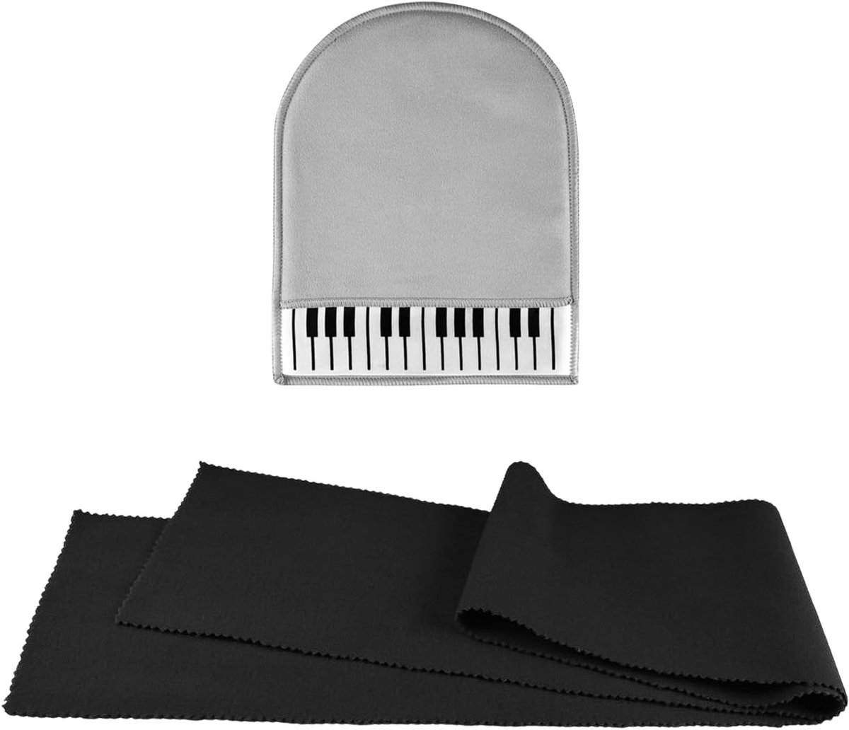 Pianodoek Set - Zwart Stofdicht & Grijs Veegdoek - Bescherming en Onderhoud van Muziekinstrumenten - ShopVlot