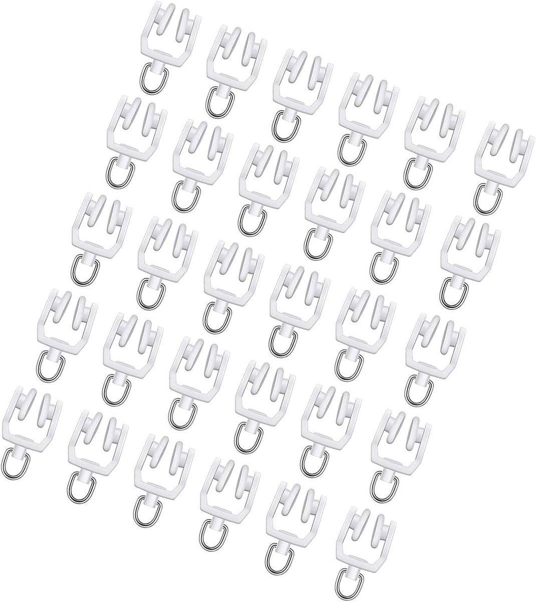 Plafond gordijn track rollers 30 stks - zware staal haak - stil glijden - ideaal voor gordijnsystemen - ShopVlot