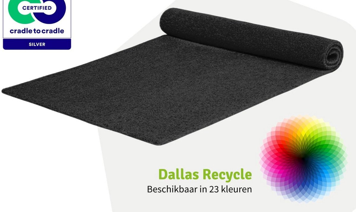 GJ Floors - Basic loper Dallas Recycle | Antraciet - Breedte x Lengte: 2 meter / 8 meter