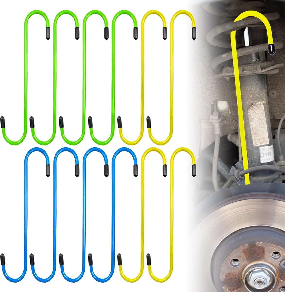 Caliper hooks 12 stuks - staal met rubberen tips - veilig voor remklauwen - voorkomt schade aan remslangen - ShopVlot