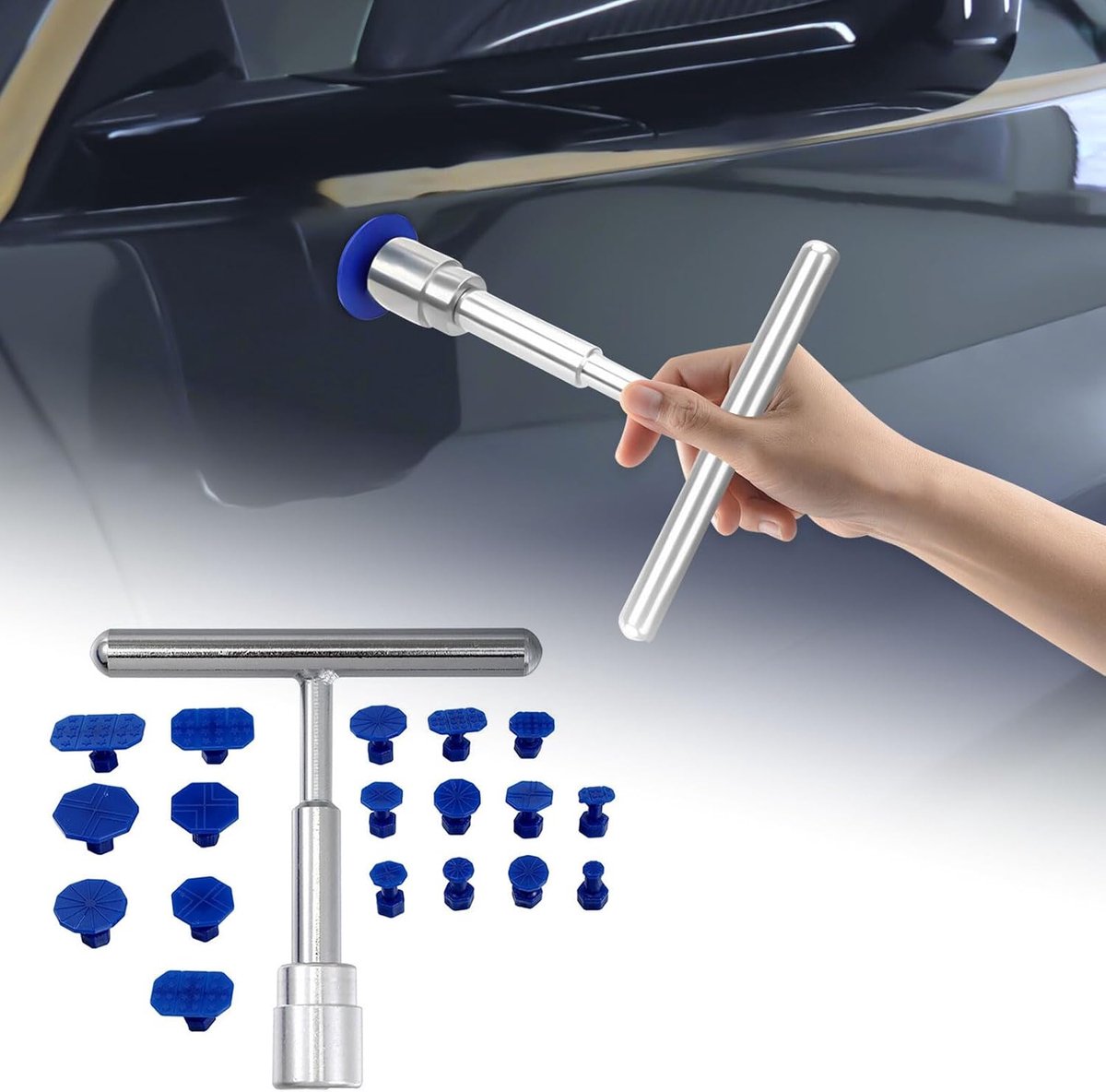 Gereedschap voor het repareren van bumpers - T-vormige stang met rubberen lippen - Duurzaam staal en ABS - ShopVlot