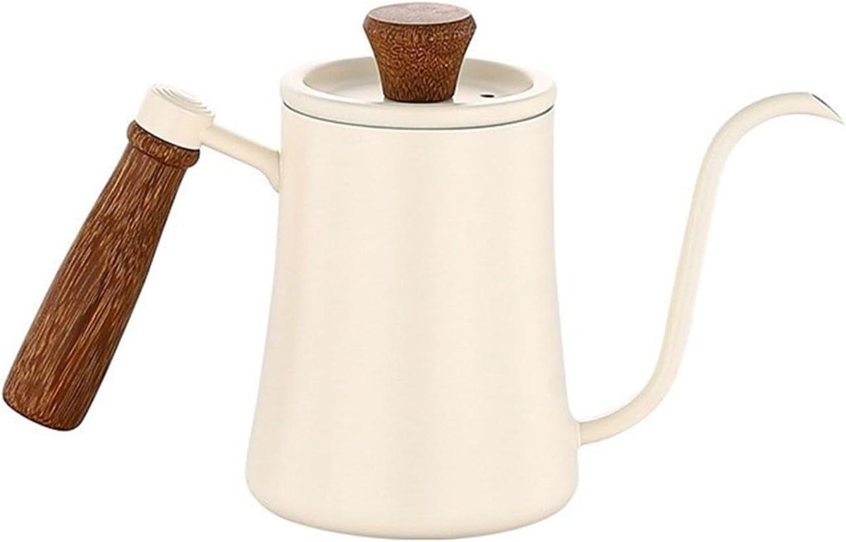 Zwanenhals Waterkoker - Koffiepot Theeketel - Koffie Zetten - Nauwkeurige Waterstroom - 550ml - Wit