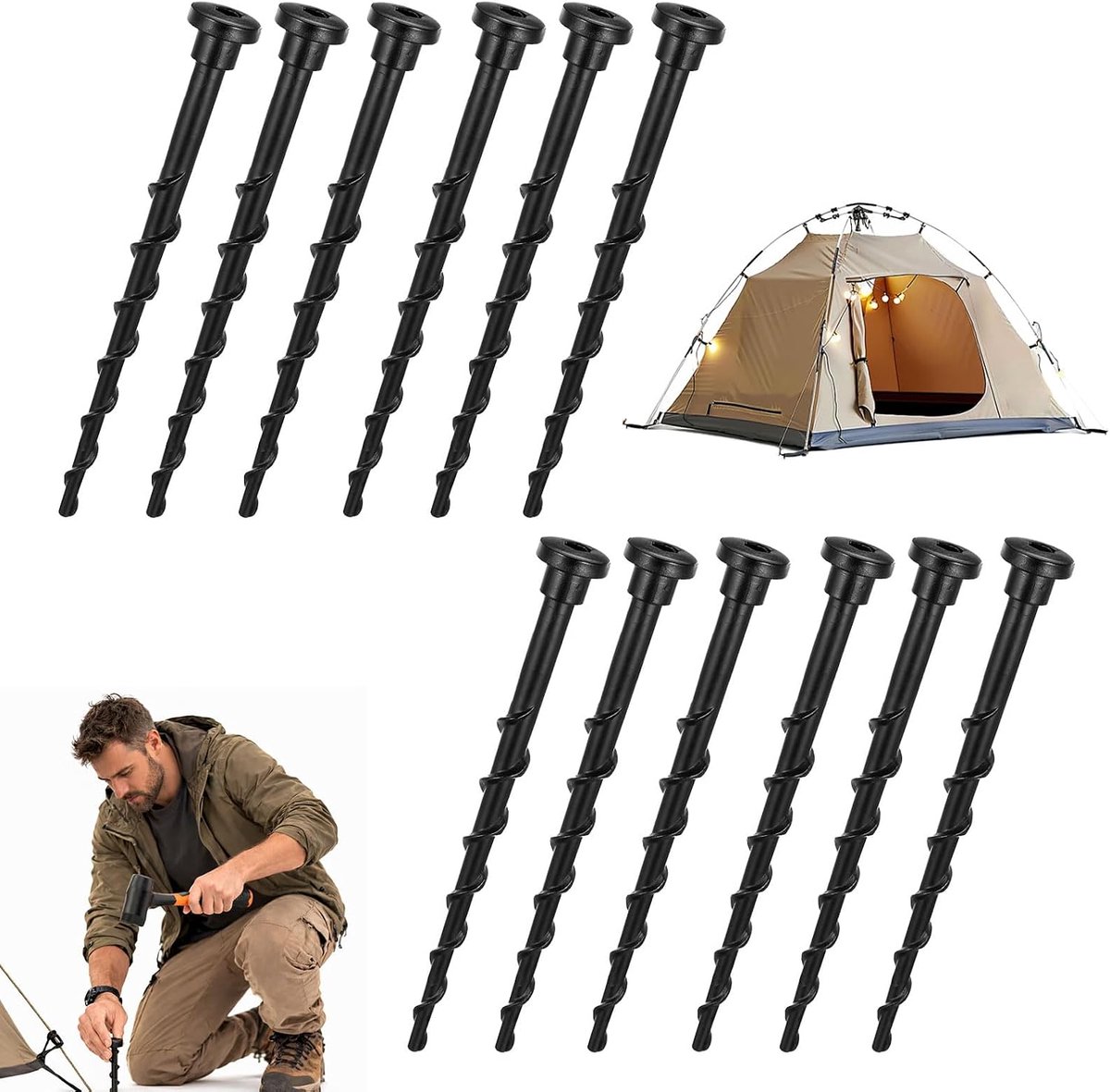 Pack of 12 Ground Screws, Ground Screw, Ground Screws for Robotic Lawnmower, Ground Screw, Ground Screw for - SnelShoppen