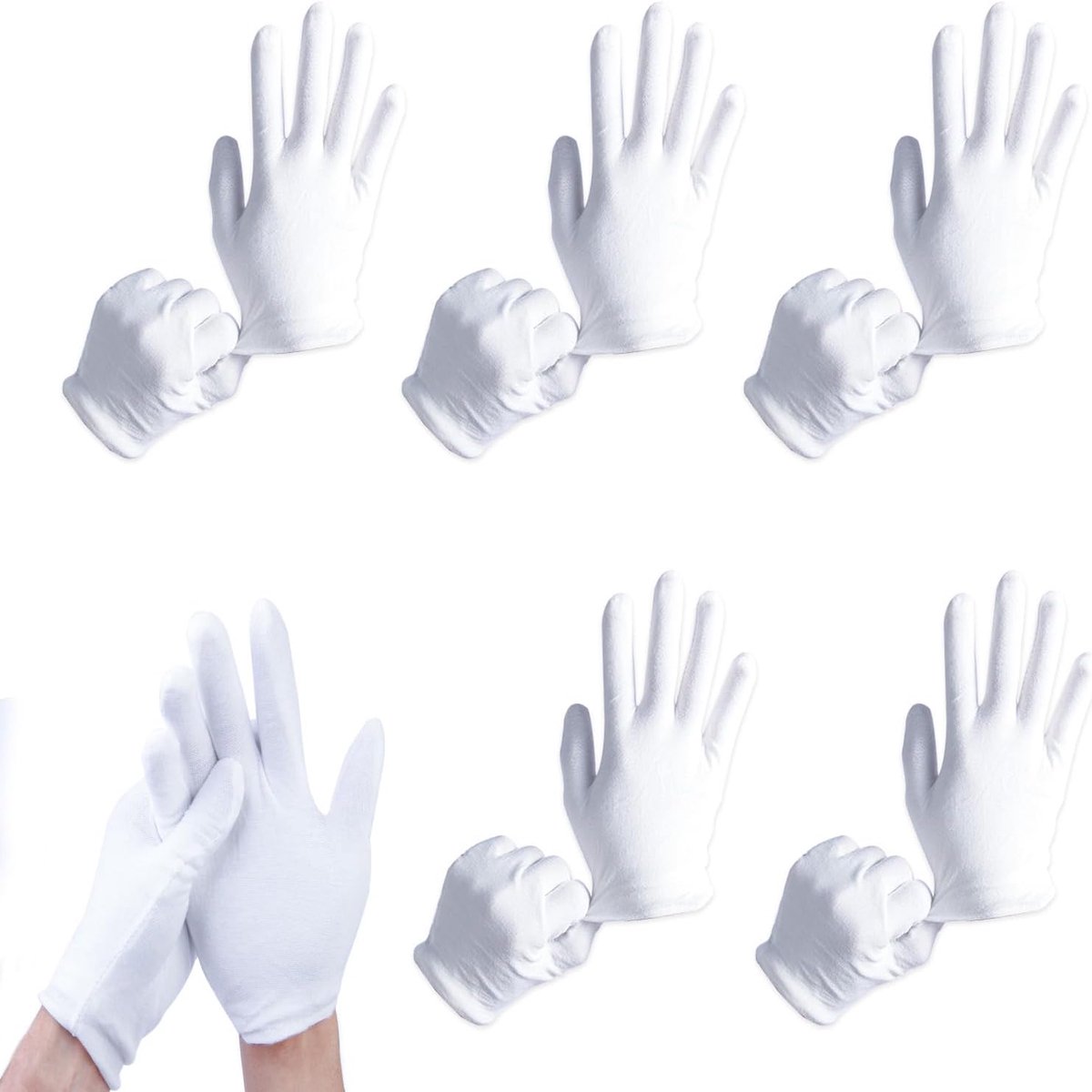 Katoenen handschoenen 5 paar - Wasbaar en rekbaar - Ademend materiaal - Voor huidverzorging - ShopVlot