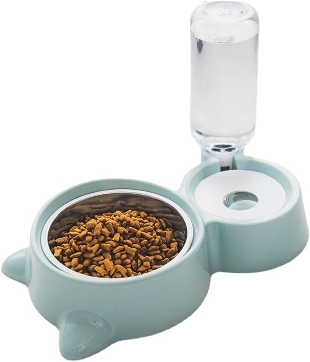 Voerbak voor huisdieren - Voer- en waterbakset voor honden en katten met waterdispenser - geschikt voor katten, honden, puppy's en konijnen - Blauw
