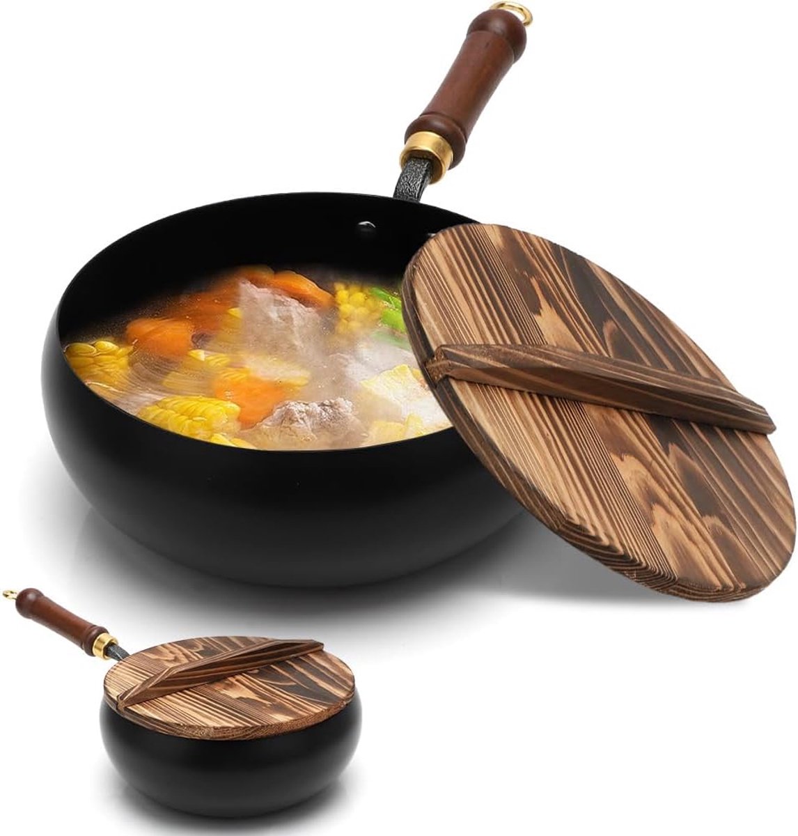 Ijzeren pan 28 cm - ongecoat - handgesmeed - authentiek koken - ShopVlot