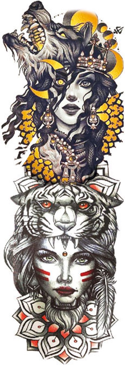 Tijdelijke sleeve tattoo gezicht stoer 3 dagen