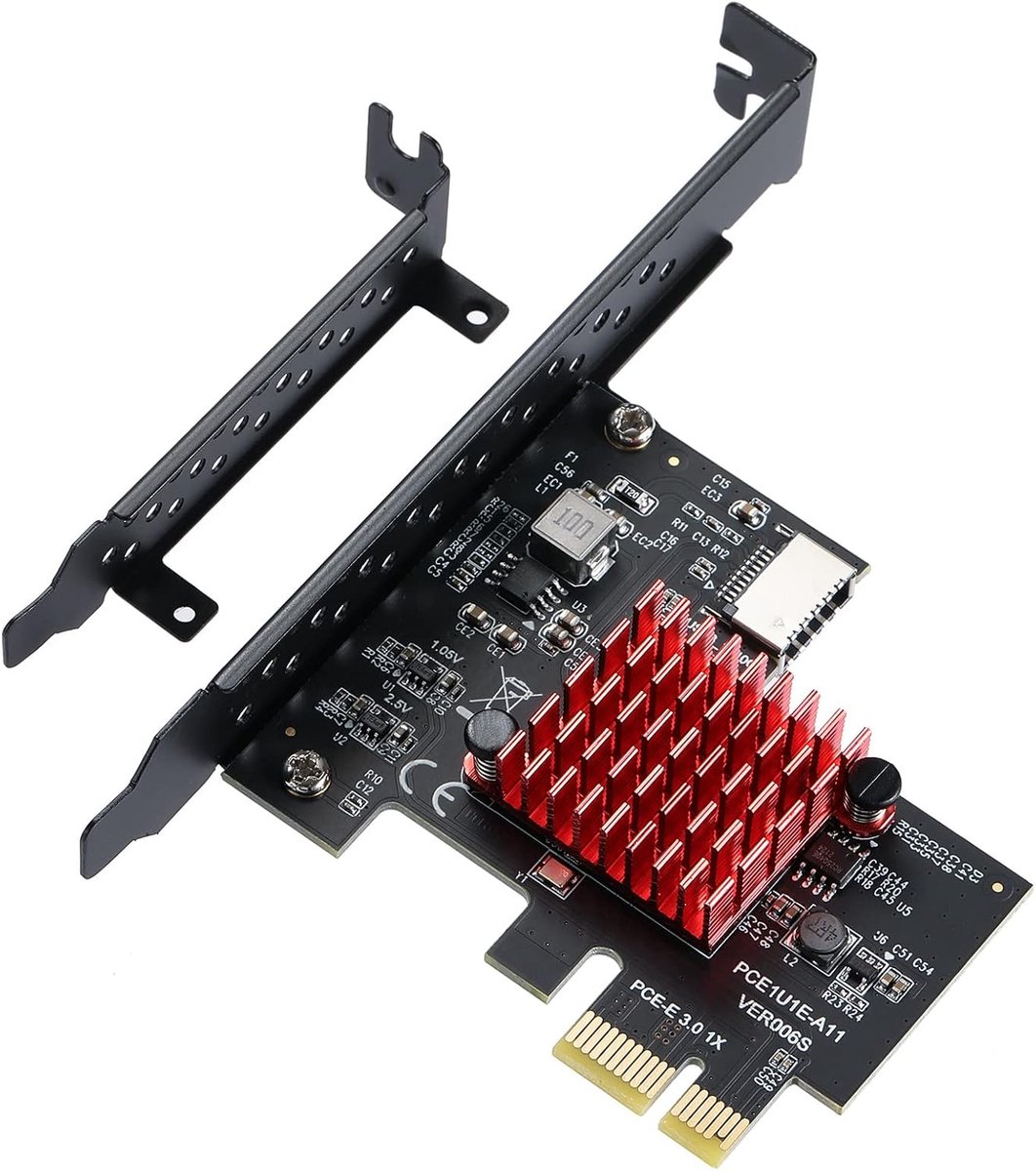 Express 1X naar C-type frontpaneelaansluiting, PCIE uitbreidingskaart USB 3.2 GEN2 Type-E, 10 Gbit/s PCIE adapterkaart met ASM3142-chip voor WIN10/8/7